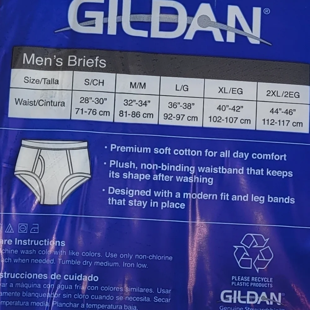 Gildan Premium Cotton Comfort Plush Waistband Briefs 4 pack size Men's 2XL NEW